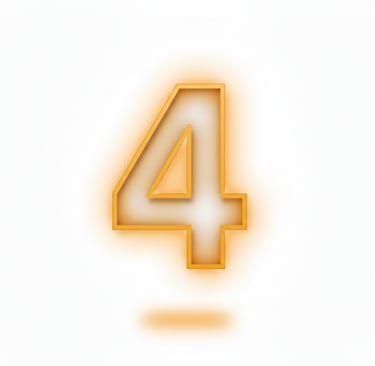 A glowing orange number four in a 3D outline style on a white background.