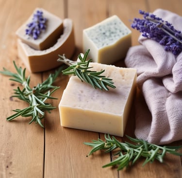 Two for hair care products, one labeled as a conditioner and the other as a shampoo, are placed on a folded white towel. There is also a green leafy plant visible beside the products. The items are set against a dark, textured surface, and the bottles prominently display branding for keratin and biotin products designed for men.
