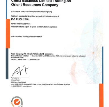 ISO22000 certificate