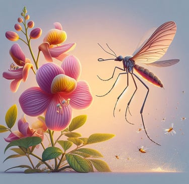 mosquito da dengue e a flor crotalaria