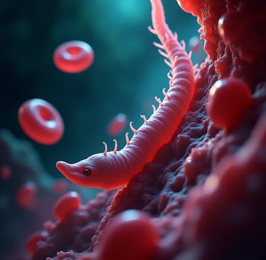 parasita intestinal com hemácias envolta