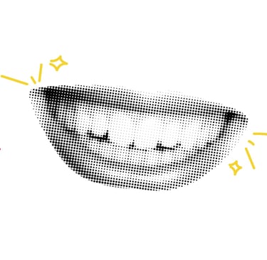 3 Grafikbilder von Mund die lachen und schreien