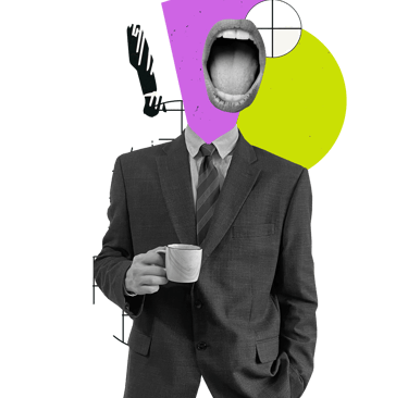 Geschäftsmann in abstrakter Darstellung in pink und gelb