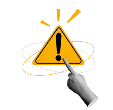 Bild von einer Hand die mit dem Finger auf ein Warnschild zeigt