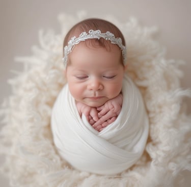 baby in white swaddle