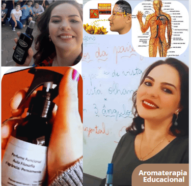 Aline Malouk aplicando a aromaterapia em turmas na escola para melhorar foco e concentraçãoraç