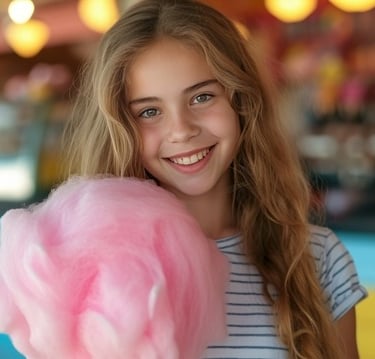 menina com algodão doce