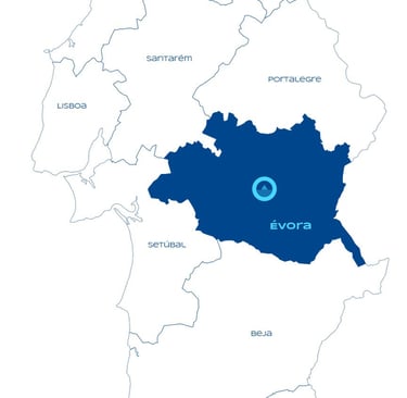 a map of the state of evora, with the name evora