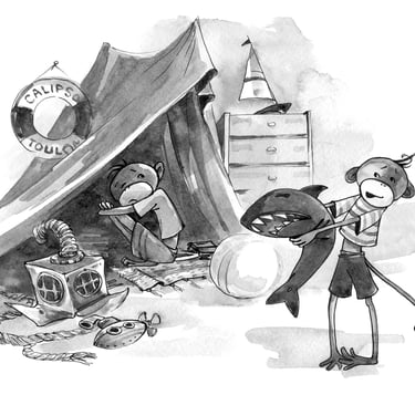 "Those Brothers" ink and watercolor series: Peace Offering by olga tenyakova