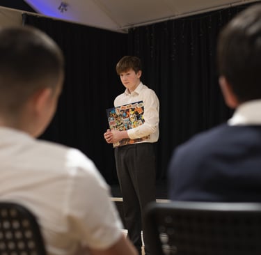 a man standing in front of a group of people