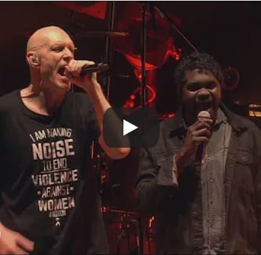 two singers singing Treaty an australianaboriginal song 