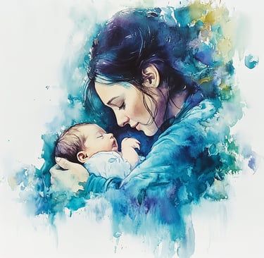 woman holding her newborn baby