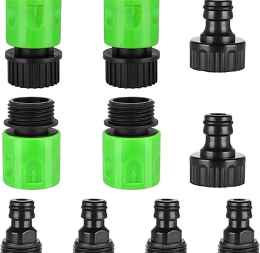 10 Pieces Plastic Garden Hose Quick Connect Set, 3/4 Inch GHT Water Hose Fittings Male and Female Ni