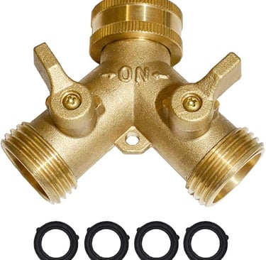HQMPC Garden Hose Y Valve Hose Splitter Brass Hose Splitter with Solid Brass Handle Brass Y Valve Wa