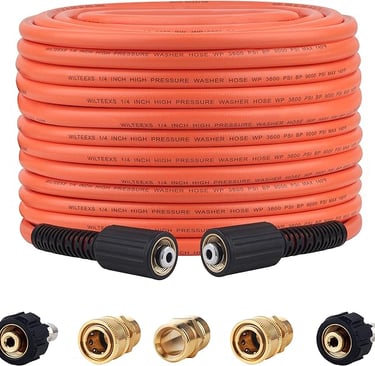 WILTEEXS Pressure Washer Hose 50FT X 1/4’’, Kink Resistant Power Washer Hose Kits with M22-14mm x 3/