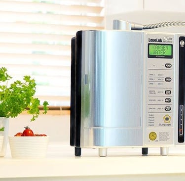 alkaline water machine on kitchen table