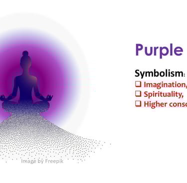 a person sitting in a meditation position with a purple aura