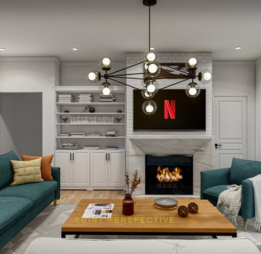 a living room with a fireplace and a television-Rich Luxury living room