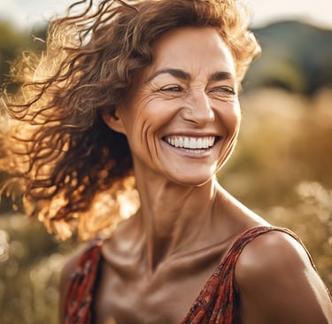 person in blue shirt showing left hand