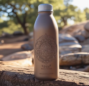 A sleek stainless steel water bottle featuring a custom laser-etched name