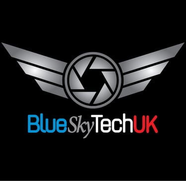 a blue sky tech uk logo with a camera