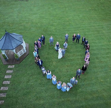 Wedding heart shape taken with drone