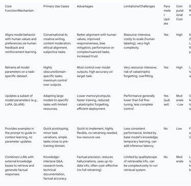 Table 4: Comparison of LLM Customization Techniques