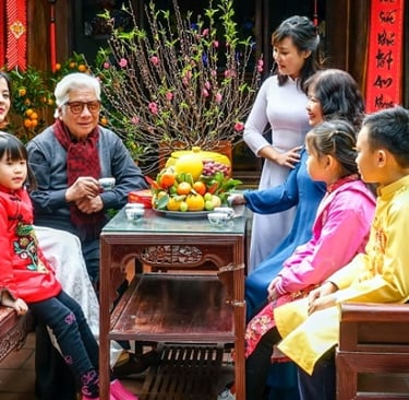 famille vietnamienne au Tet
