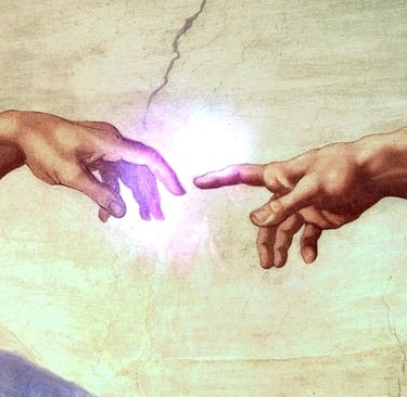 a painting of two hands