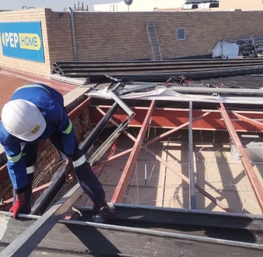 Commercial roofing project. The Walk Shopping Center, Bloemfontein