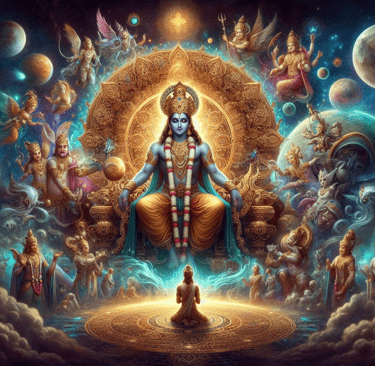 Chandra God praying to Bhagwan Shri Vishnu