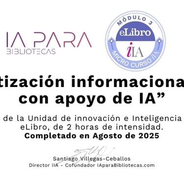 Imagen de un certificado del micro-curso "Alfabetización informacional crítica con apoyo de IA", impartido por la Unidad de I
