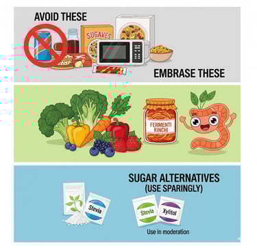 a poster of a variety of foods that include sugared sugar, sugar, and