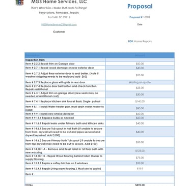 realtor inspection quote