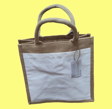 A photo of Hessian shopping bag with linen pocket for personalisation