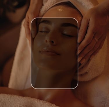 a woman getting a facial massage at a spa at serenis beauté