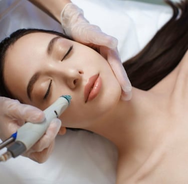 a woman getting a facial lift in a beauty salon