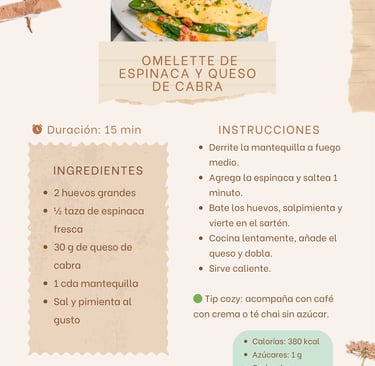 Omelette de   espinacas y queso de cabra