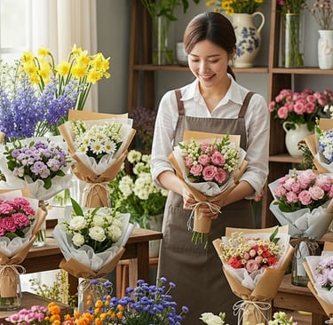 korean birth flower bouquets