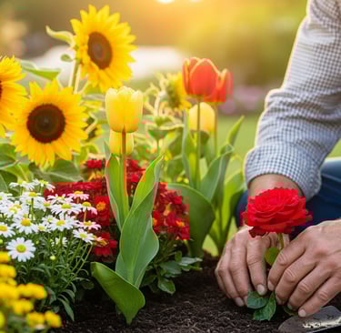 a person is gardening in a garden