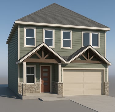 3D architectural rendering of upcoming 2-story build on Crazy Cross Road