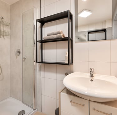 Dusche und Waschbecken, Apart Jochberg