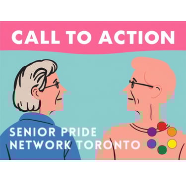An image with two older people facing each other, titled: Call to Action, from SPNT Toronto