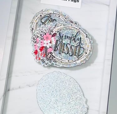 A flatback acrylic inspirational message simply blessed