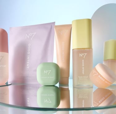 Marketing photo of Boots No7 Good Intent skincare range