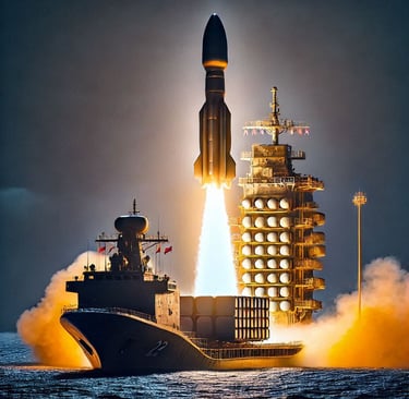 a rocket rocket ship with a rocket launching into the sky