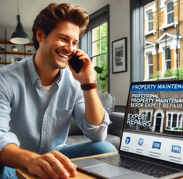 A London homeowner contacting a professional property maintenance service for expert repairs and upk