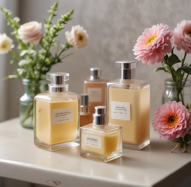 5 frascos de vidrio con Shampoo