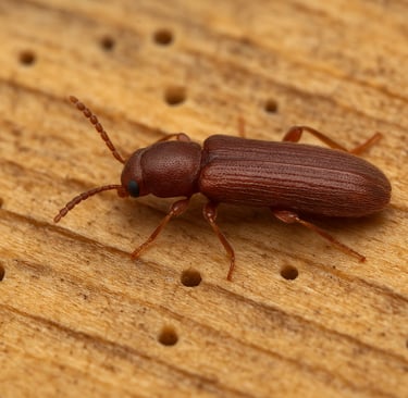 Lyctus brun sur une poutre