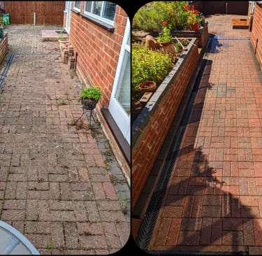 before and after pressure washing